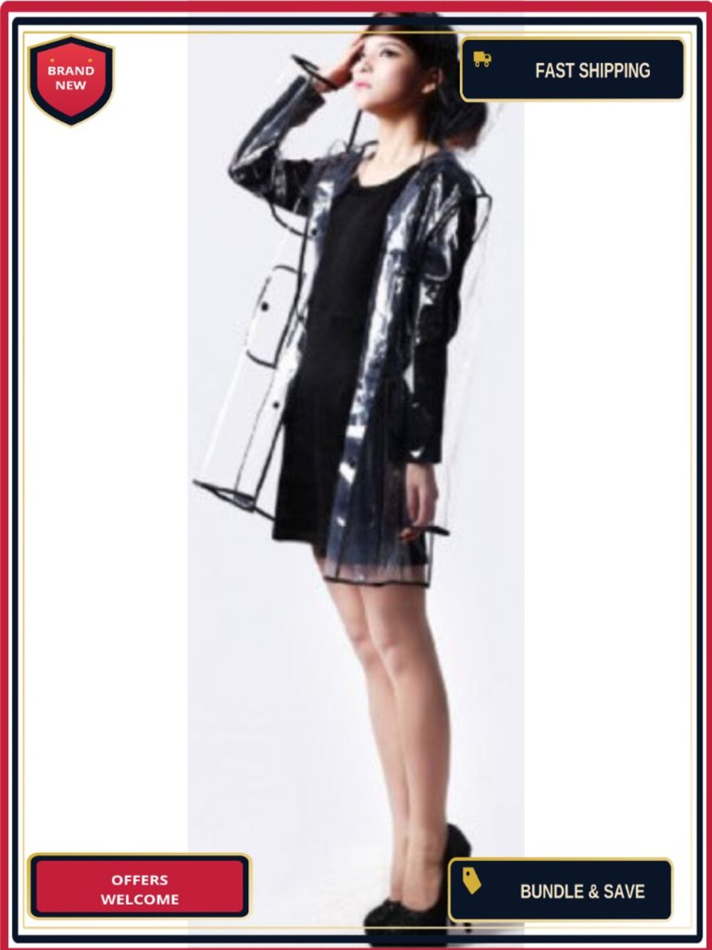 EVA Waterproof Raincoat Hooded Long Sleeve Recyclable - Picture 2 of 5